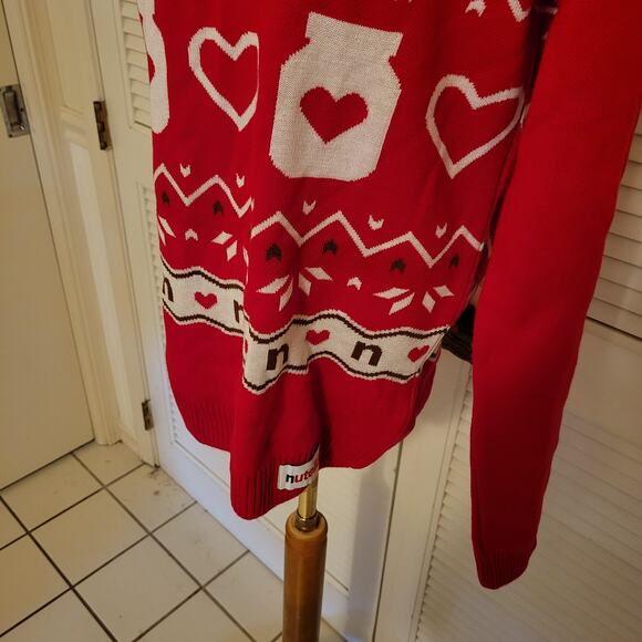 Nutella Holiday Sweater Unisex Medium Red Heart Jar Official Ugly Christmas - Picture 3 of 9